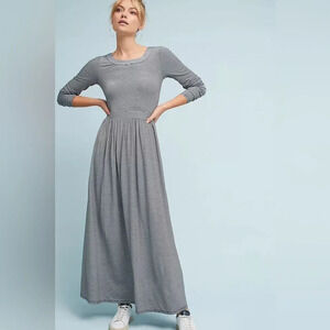 SUNDAY IN BROOKLYN by ANTHROPOLOGIE Striped Knit Maxi Dress in‎ Gray Motif